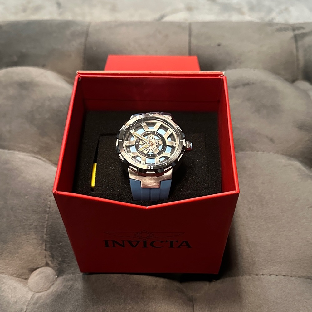 Invicta Silver and Light Blue Chronograph